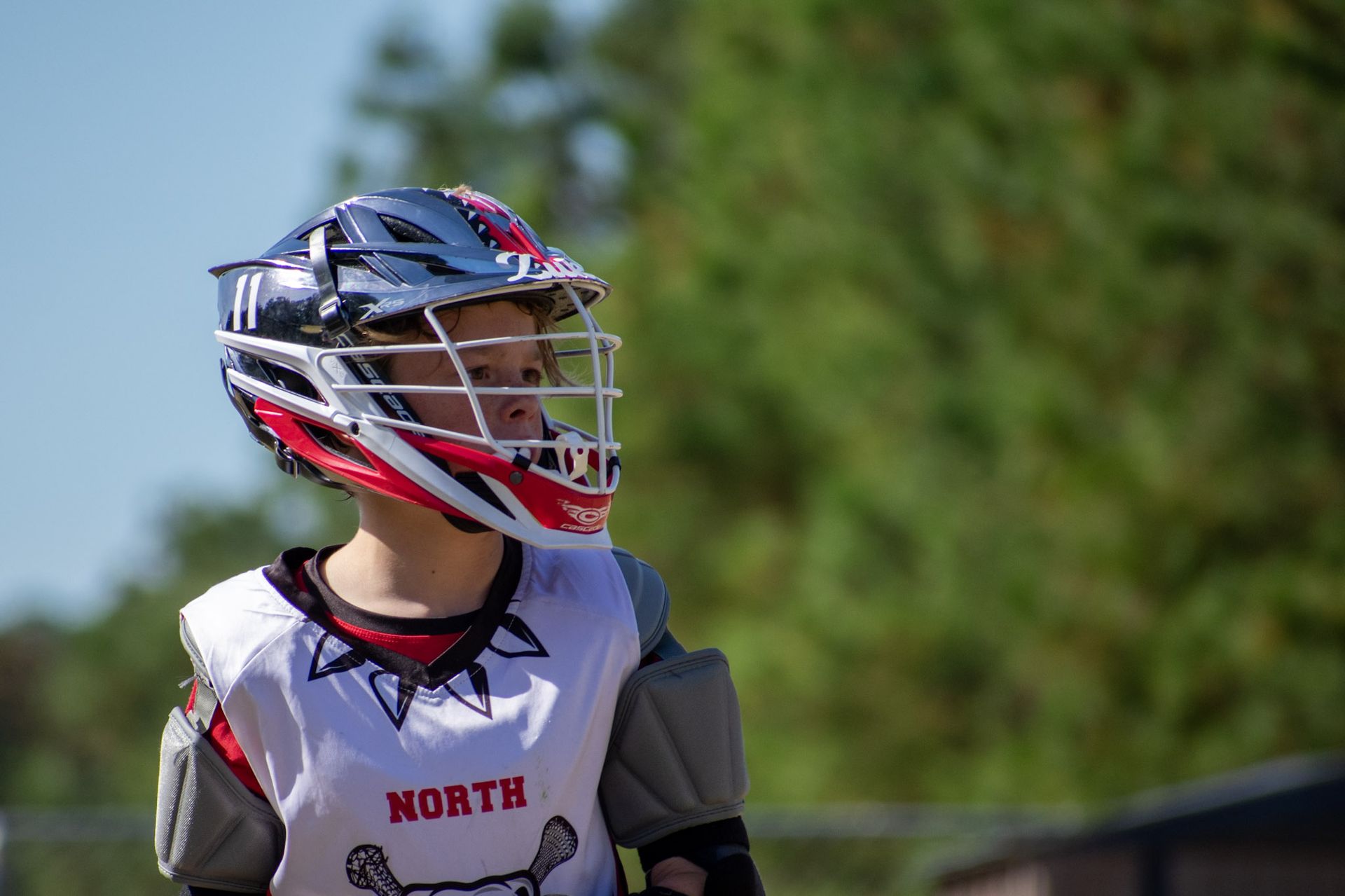 North Gwinnett lacrosse player in helmet